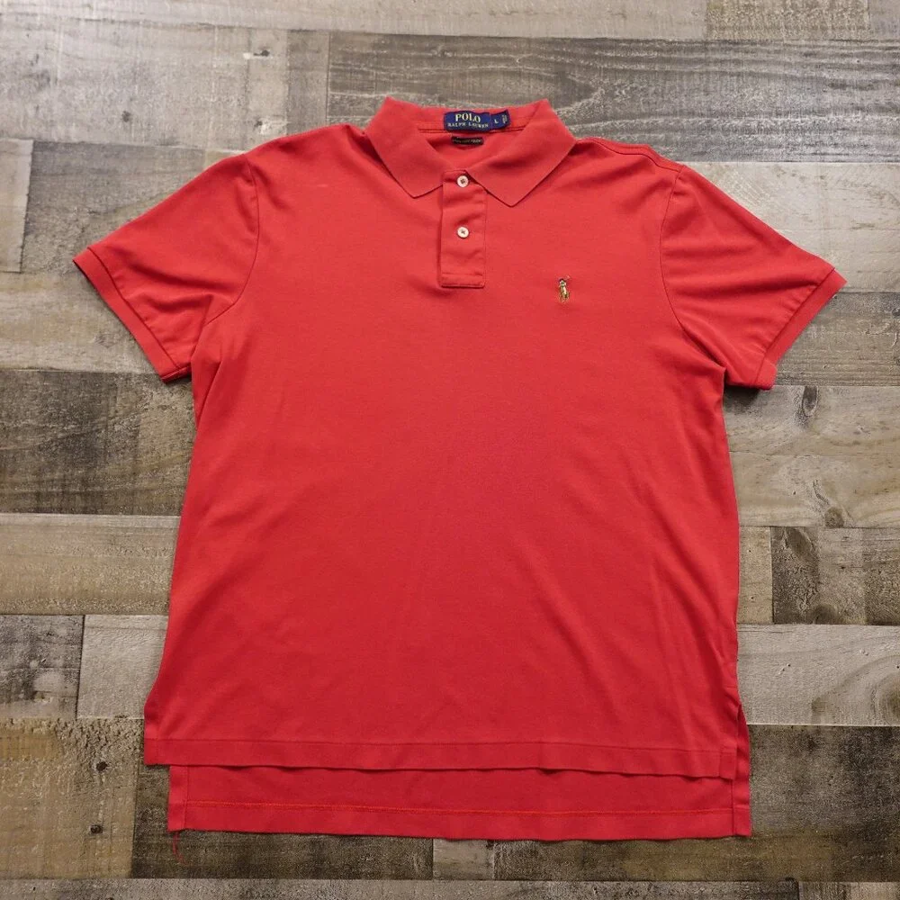 Polo Ralph Lauren Polo Shirt Men’s Large Red Pima‎ Soft Touch Cotton Classic